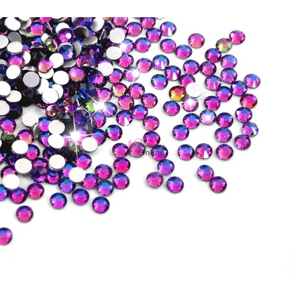 Strasuri din Cristale 100 bucati SC175 Blue cu Reflexii Pink 1,5mm